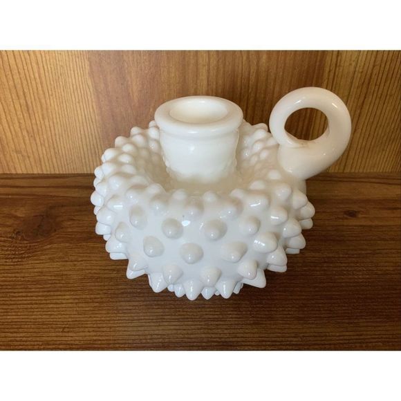 Fenton Accents Vintage Fenton White Milk Glass Candlestick Holder
